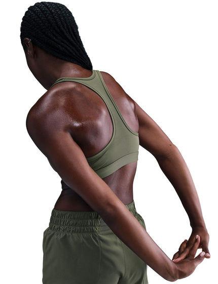 Nike Swoosh Medium Support Bra - Medium Olive/Whiteimages2- The Sports Edit