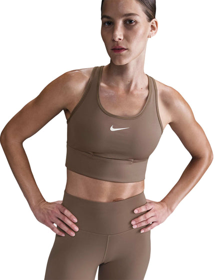 Nike Swoosh Pocket Medium-Support Sports Bra - Mink Brown/Whiteimage1- The Sports Edit