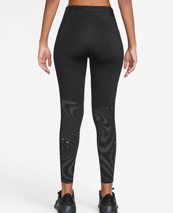 Tempo Flash High Waisted 7/8 Running Leggings - Black/Reflective Silver