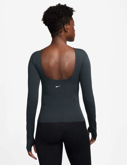 Nike Zenvy Dri-FIT Long-Sleeve Top - Seaweed/Whiteimages2- The Sports Edit