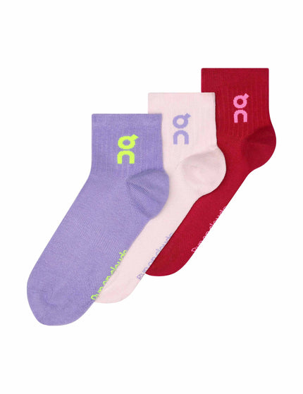 ON Running Logo Sock Mid 3P - Orchid/Cometimage1- The Sports Edit