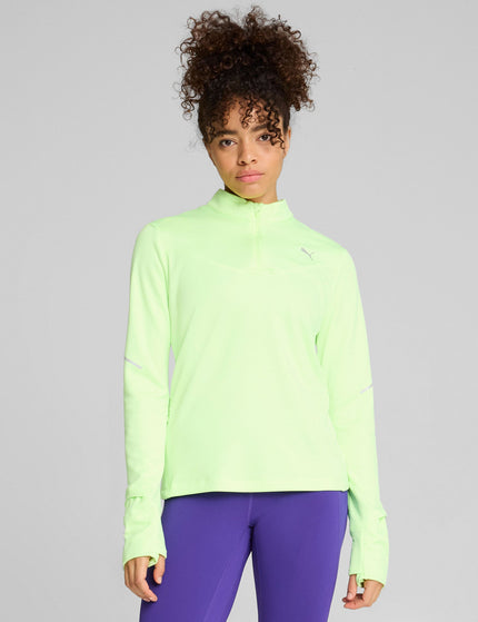 PUMA RUN Grid Fleece Half-Zip Top - Fizzy Appleimage1- The Sports Edit