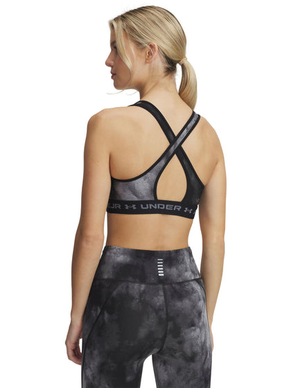 Under Armour Armour Mid Crossback Printed Sports Bra - Black/Titan Greyimage2- The Sports Edit