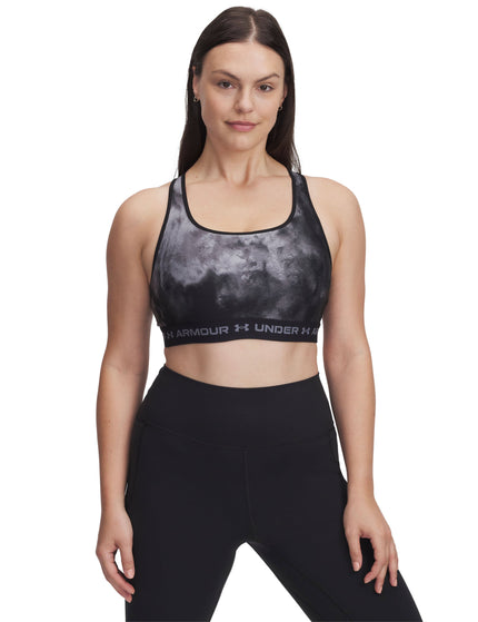 Under Armour Armour Mid Crossback Printed Sports Bra - Black/Titan Greyimage3- The Sports Edit