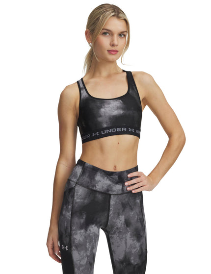 Under Armour Armour Mid Crossback Printed Sports Bra - Black/Titan Greyimage1- The Sports Edit