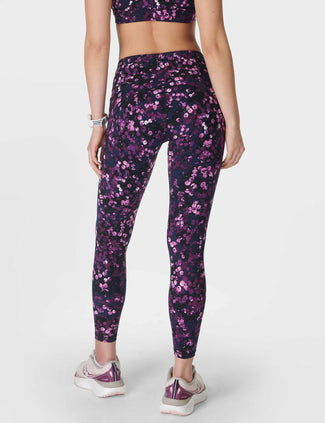 Power 7/8 Gym Leggings - Purple Lilypad Print