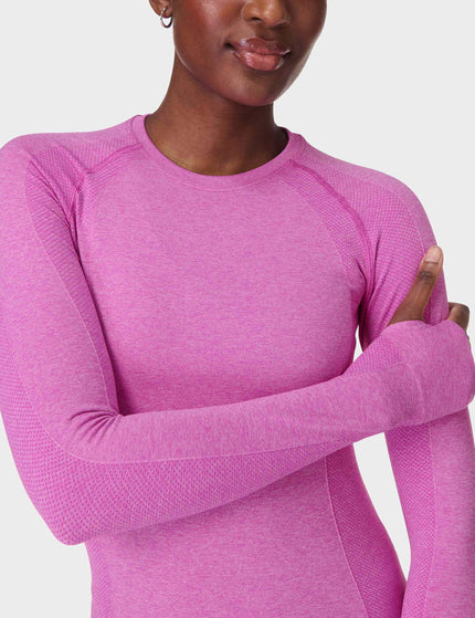 Sweaty Betty Athlete Seamless Gym Long Sleeve Top - Allium Pink/Nerine Pink Marlimage4- The Sports Edit