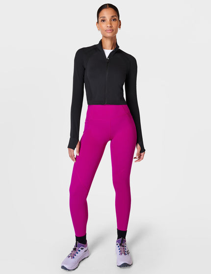 Sweaty Betty Athlete Crop Seamless Gym Zip Up - Blackimage6- The Sports Edit