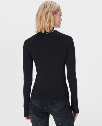 Athlete Seamless Workout Zip Up - Black