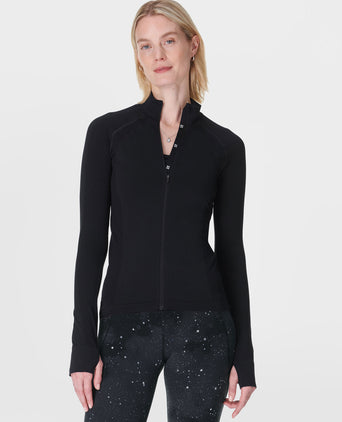 Athlete Seamless Workout Zip Up - Black