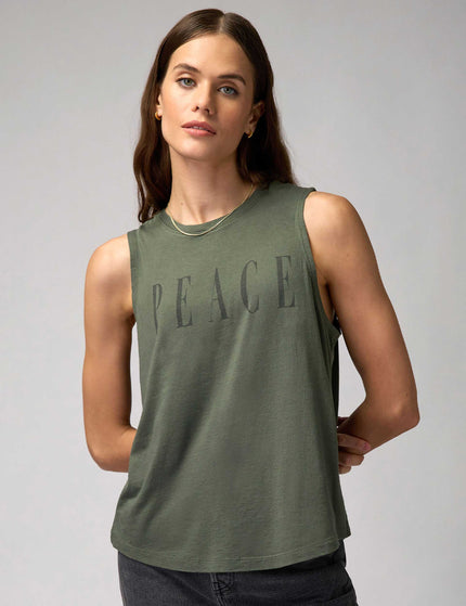 Spiritual Gangster Peace Jade Muscle Tank - Olive Greenimage1- The Sports Edit