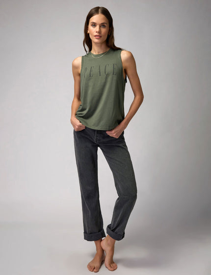 Spiritual Gangster Peace Jade Muscle Tank - Olive Greenimage3- The Sports Edit