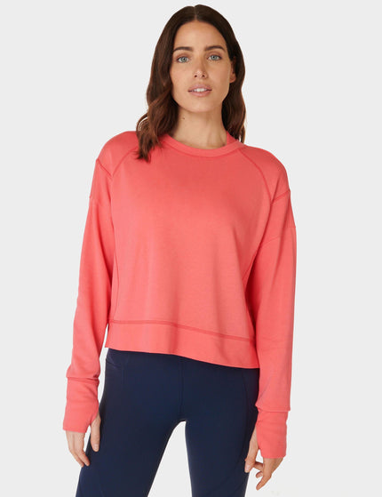 Sweaty Betty After Class Crop Sweatshirt - Coral Pinkimage1- The Sports Edit