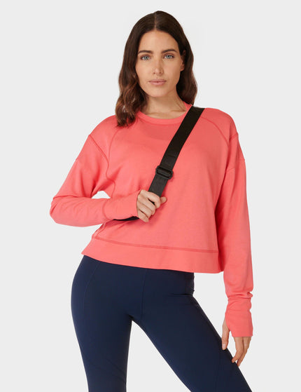 Sweaty Betty After Class Crop Sweatshirt - Coral Pinkimage5- The Sports Edit