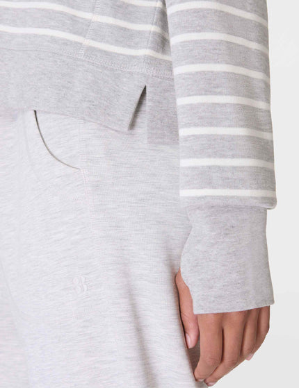 Sweaty Betty After Class Crop Sweatshirt - Lily White Light Grey Marl Stripeimage5- The Sports Edit