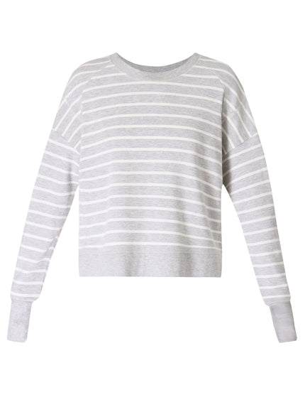 Sweaty Betty After Class Crop Sweatshirt - Lily White Light Grey Marl Stripeimage6- The Sports Edit