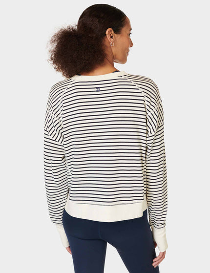 Sweaty Betty After Class Crop Sweatshirt - Lily White Stripeimage2- The Sports Edit