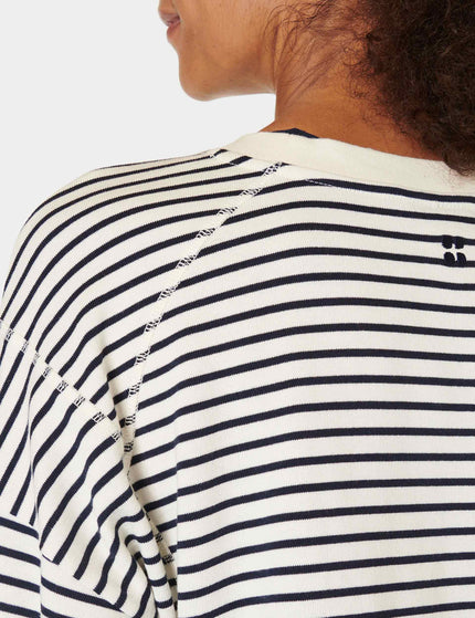 Sweaty Betty After Class Crop Sweatshirt - Lily White Stripeimage4- The Sports Edit