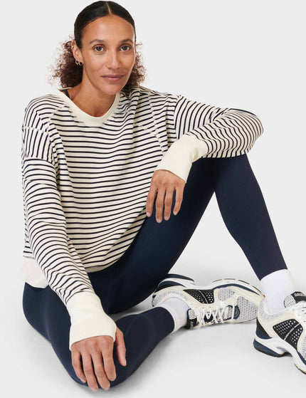 Sweaty Betty After Class Crop Sweatshirt - Lily White Stripeimage6- The Sports Edit