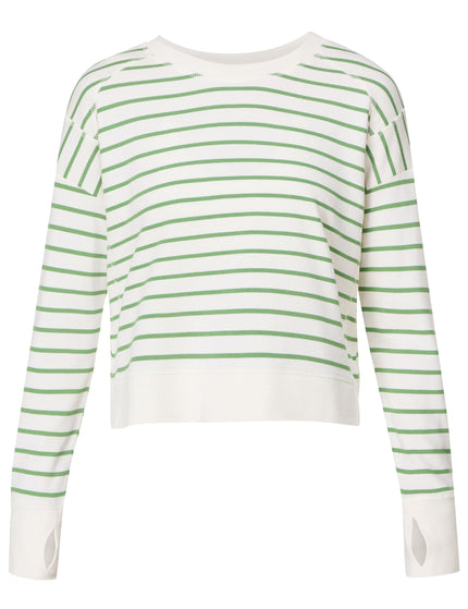Sweaty Betty After Class Crop Sweatshirt - Lilywhite Green Stripeimage6- The Sports Edit