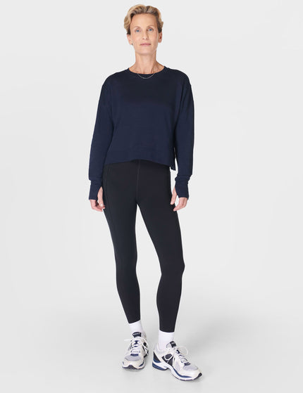 Sweaty Betty After Class Crop Sweatshirt - Navy Blueimage5- The Sports Edit