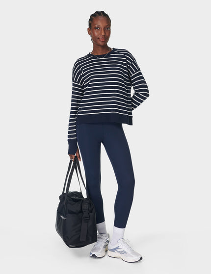 Sweaty Betty After Class Crop Sweatshirt - Navy White Stripeimage7- The Sports Edit