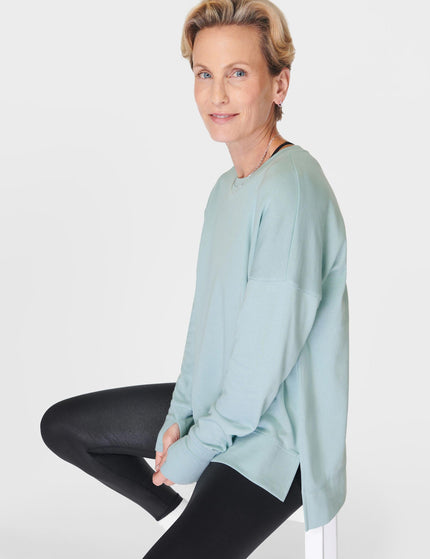 Sweaty Betty After Class Longline Sweatshirt - Muted Teal Blueimage5- The Sports Edit