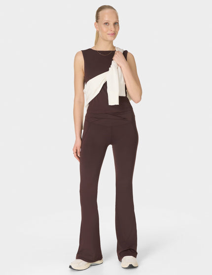 Sweaty Betty All Day 32" Soft Twist Flare Trouser - Sable Brownimages5- The Sports Edit
