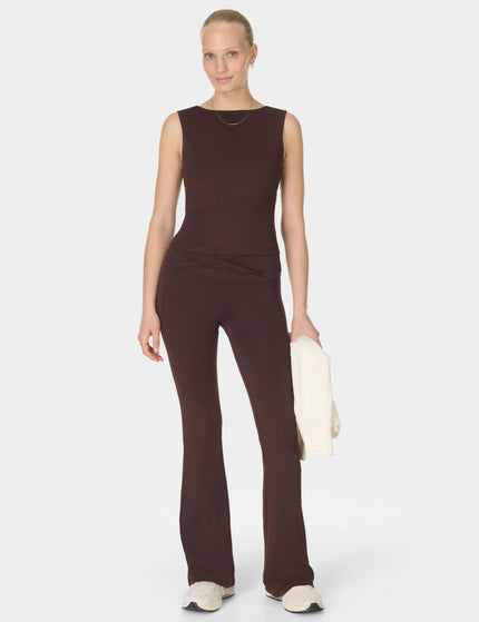 Sweaty Betty All Day 32" Soft Twist Flare Trouser - Sable Brownimages6- The Sports Edit