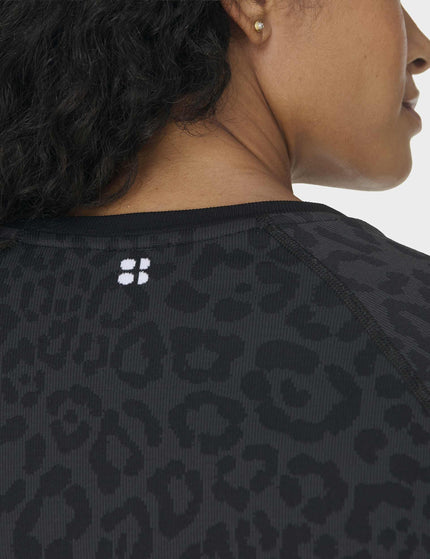 Sweaty Betty Animal Crew Neck Base Layer Top - Grey Leo Jacquardimages3- The Sports Edit