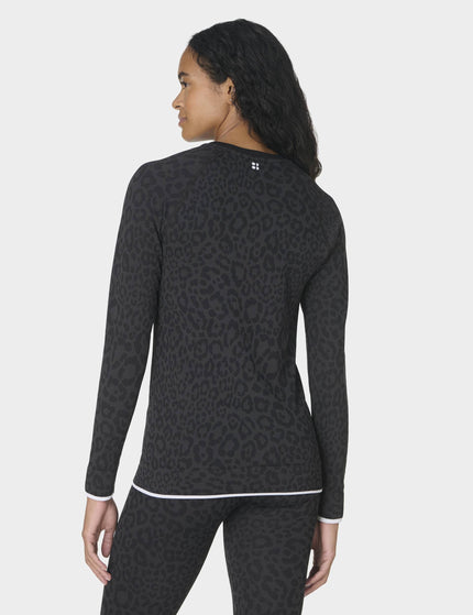 Sweaty Betty Animal Crew Neck Base Layer Top - Grey Leo Jacquardimages2- The Sports Edit
