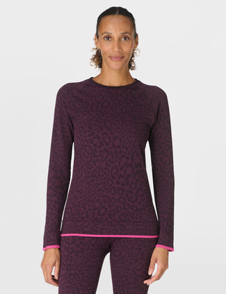Animal Crew Neck Base Layer Top - Purple Leo Jacquard