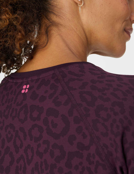 Sweaty Betty Animal Crew Neck Base Layer Top - Purple Leo Jacquardimages4- The Sports Edit