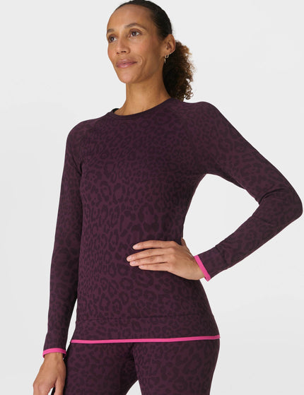 Sweaty Betty Animal Crew Neck Base Layer Top - Purple Leo Jacquardimages5- The Sports Edit