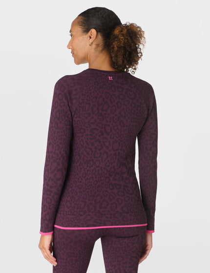 Sweaty Betty Animal Crew Neck Base Layer Top - Purple Leo Jacquardimages2- The Sports Edit