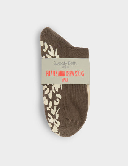 Sweaty Betty Animal Print Mini Pilates Crew Gripper 2 Pack - Khaki Brown/Pebble Beigeimages2- The Sports Edit