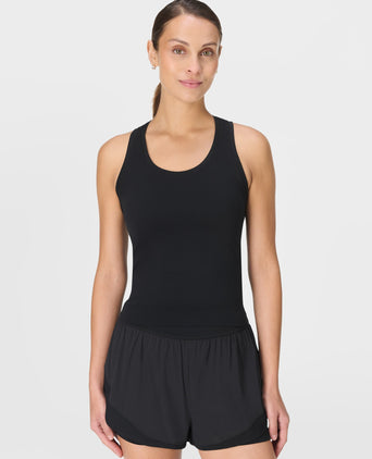 Athlete Crop Seamless Workout Vest - Black