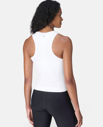 Athlete Crop Seamless Workout Vest - White