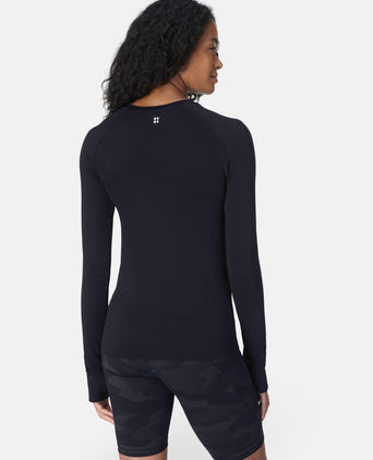 Athlete Seamless Gym Long Sleeve Top - Black