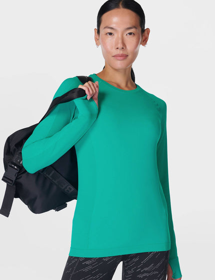 Sweaty Betty Athlete Seamless Gym Long Sleeve Top - Gem Greenimage5- The Sports Edit