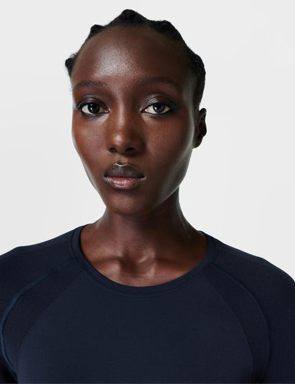 Sweaty Betty Athlete Seamless Workout Long Sleeve Top - Navyimages4- The Sports Edit