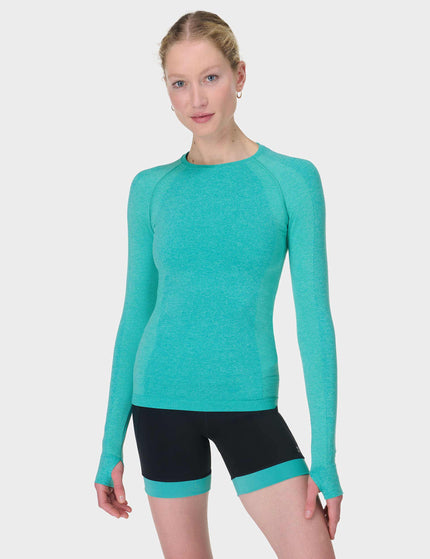 Sweaty Betty Athlete Seamless Gym Long Sleeve Top - Seaspray Ripple Blue Marlimage1- The Sports Edit