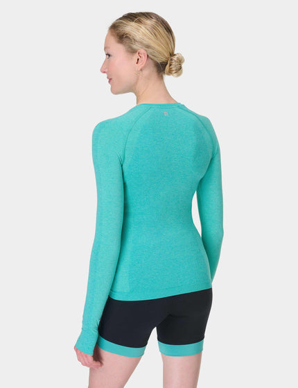 Sweaty Betty Athlete Seamless Gym Long Sleeve Top - Seaspray Ripple Blue Marlimage2- The Sports Edit