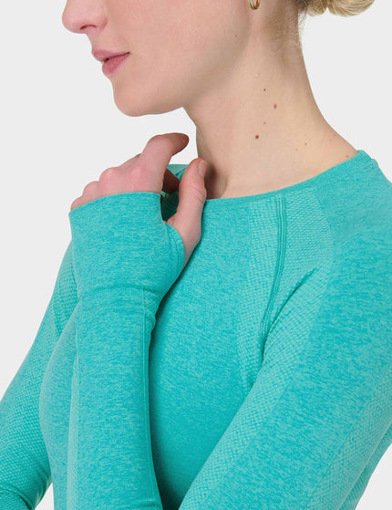 Sweaty Betty Athlete Seamless Gym Long Sleeve Top - Seaspray Ripple Blue Marlimage3- The Sports Edit