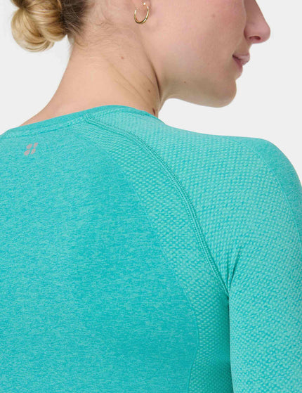 Sweaty Betty Athlete Seamless Gym Long Sleeve Top - Seaspray Ripple Blue Marlimage4- The Sports Edit
