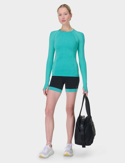 Sweaty Betty Athlete Seamless Gym Long Sleeve Top - Seaspray Ripple Blue Marlimage5- The Sports Edit
