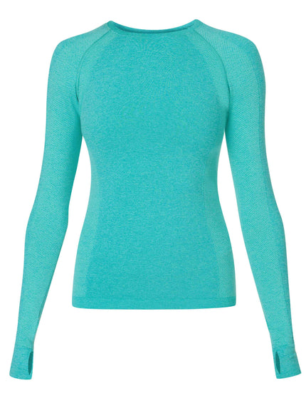 Sweaty Betty Athlete Seamless Gym Long Sleeve Top - Seaspray Ripple Blue Marlimage6- The Sports Edit