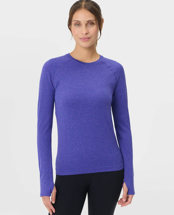 Athlete Seamless Workout Long Sleeve Top - Aura Blue/Rich Blue Marl
