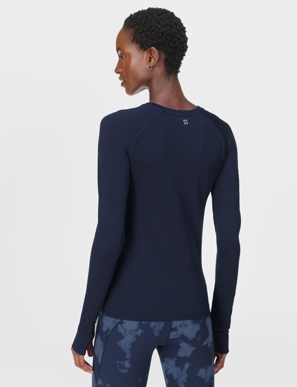 Sweaty Betty Athlete Seamless Workout Long Sleeve Top - Navy Blueimages2- The Sports Edit