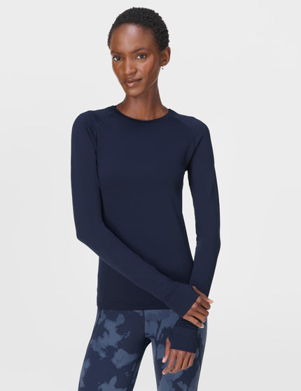 Sweaty Betty Athlete Seamless Workout Long Sleeve Top - Navy Blueimages1- The Sports Edit